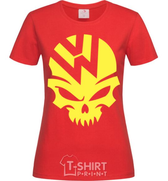 Women's T-shirt Volkswagen skull red фото