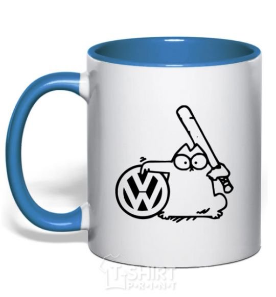 Mug with a colored handle Danger Volkswagen royal-blue фото