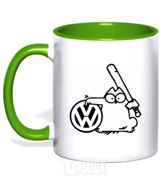 Mug with a colored handle Danger Volkswagen kelly-green фото