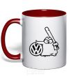 Mug with a colored handle Danger Volkswagen red фото