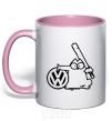 Mug with a colored handle Danger Volkswagen light-pink фото