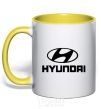 Mug with a colored handle Hyundai logo yellow фото