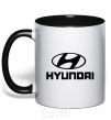 Mug with a colored handle Hyundai logo black фото