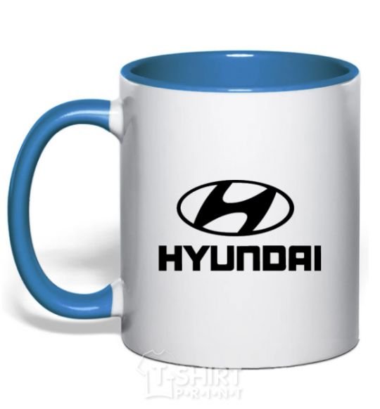 Mug with a colored handle Hyundai logo royal-blue фото