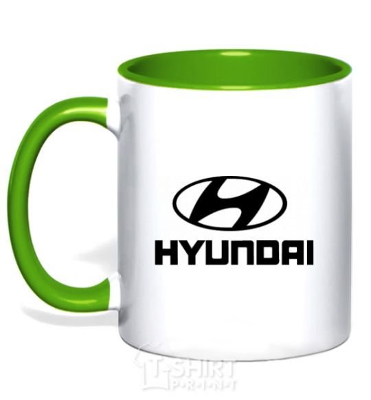 Mug with a colored handle Hyundai logo kelly-green фото