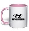 Mug with a colored handle Hyundai logo light-pink фото