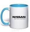 Mug with a colored handle Nissan motor company sky-blue фото