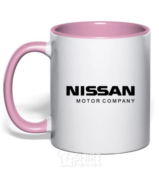 Mug with a colored handle Nissan motor company light-pink фото