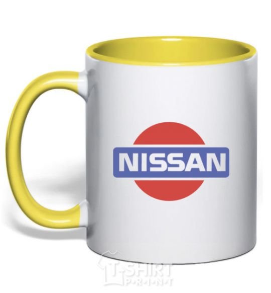 Mug with a colored handle Nissan pepsi yellow фото