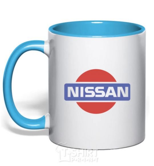Mug with a colored handle Nissan pepsi sky-blue фото