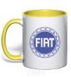 Mug with a colored handle Logo Fiat yellow фото
