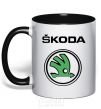 Mug with a colored handle Logo skoda black фото