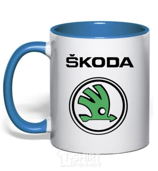 Чашка с цветной ручкой Logo skoda Ярко-синий фото