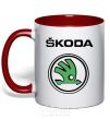 Mug with a colored handle Logo skoda red фото