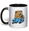 Mug with a colored handle Bear drift black фото