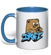 Mug with a colored handle Bear drift royal-blue фото