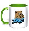 Mug with a colored handle Bear drift kelly-green фото