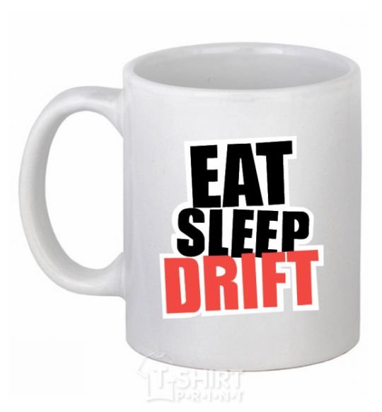 Чашка керамическая Eat sleep drift Белый фото