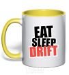 Чашка с цветной ручкой Eat sleep drift Солнечно желтый фото