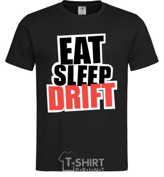 Мужская футболка Eat sleep drift Черный фото