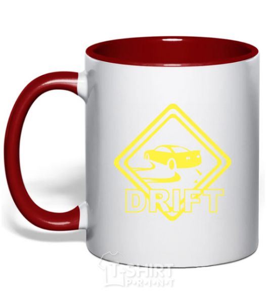 Mug with a colored handle Drift sign red фото