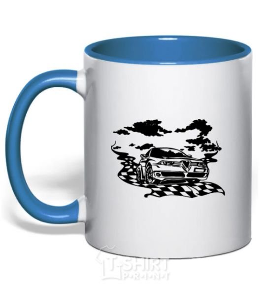 Mug with a colored handle Alfa romeo car royal-blue фото