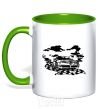 Mug with a colored handle Alfa romeo car kelly-green фото