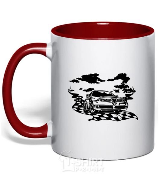 Mug with a colored handle Alfa romeo car red фото