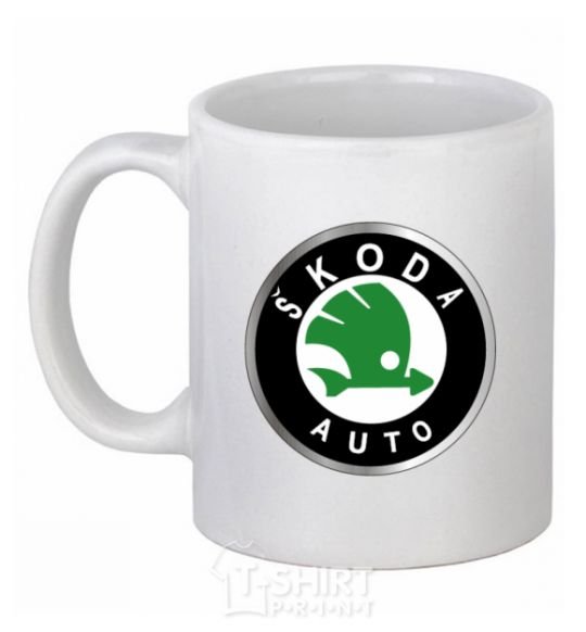 Ceramic mug Skoda logo colored White фото