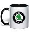 Mug with a colored handle Skoda logo colored black фото