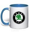 Mug with a colored handle Skoda logo colored royal-blue фото