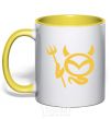 Mug with a colored handle Devil Mazda yellow фото