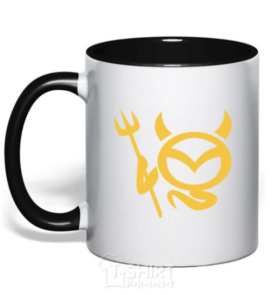 Mug with a colored handle Devil Mazda black фото