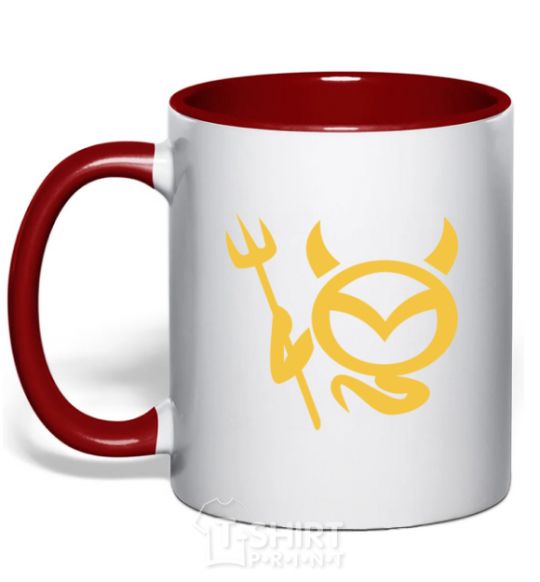 Mug with a colored handle Devil Mazda red фото