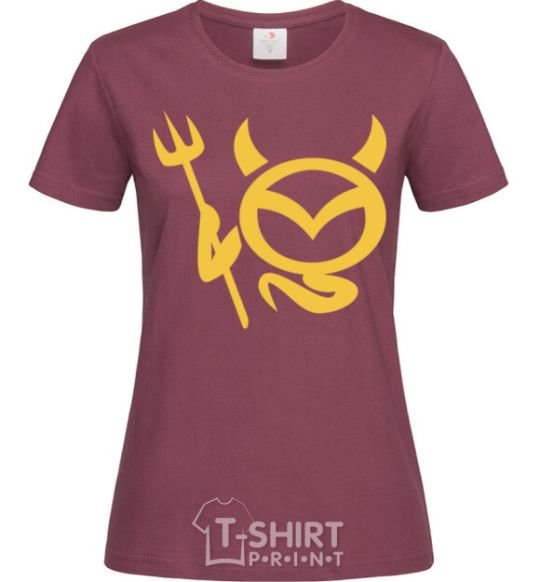 Women's T-shirt Devil Mazda burgundy фото