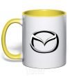 Mug with a colored handle Mazda logo yellow фото