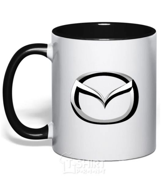Mug with a colored handle Mazda logo black фото