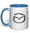 Mug with a colored handle Mazda logo royal-blue фото