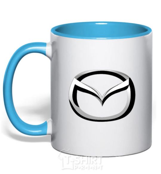 Чашка с цветной ручкой Mazda logo Голубой фото