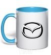Mug with a colored handle Mazda logo sky-blue фото