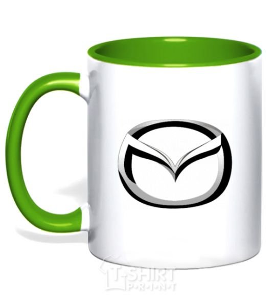 Mug with a colored handle Mazda logo kelly-green фото