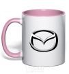 Mug with a colored handle Mazda logo light-pink фото