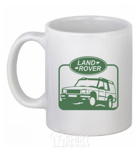 Ceramic mug Land rover car White фото