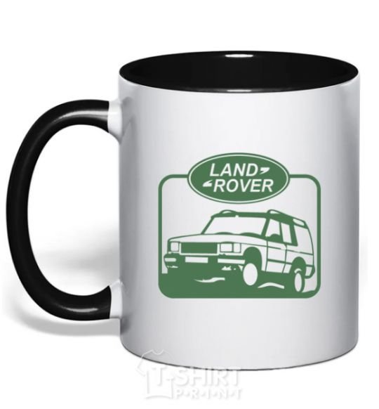Mug with a colored handle Land rover car black фото