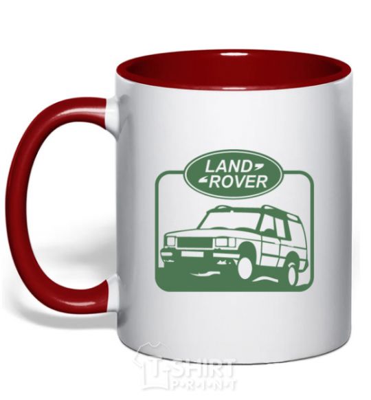 Mug with a colored handle Land rover car red фото