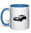 Mug with a colored handle Mercedes car royal-blue фото