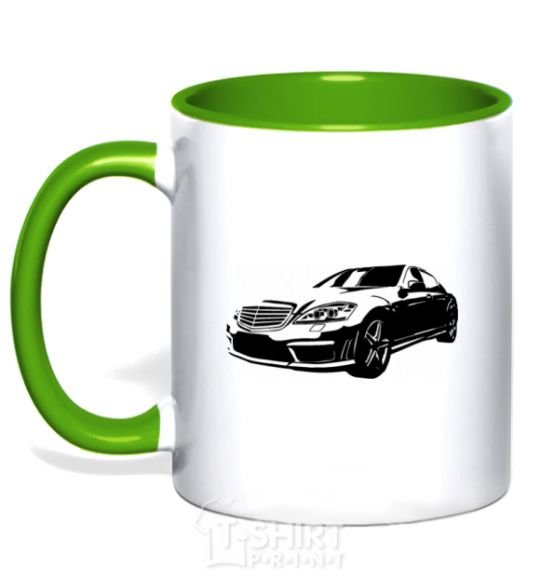 Mug with a colored handle Mercedes car kelly-green фото