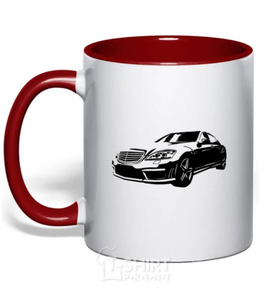 Mug with a colored handle Mercedes car red фото