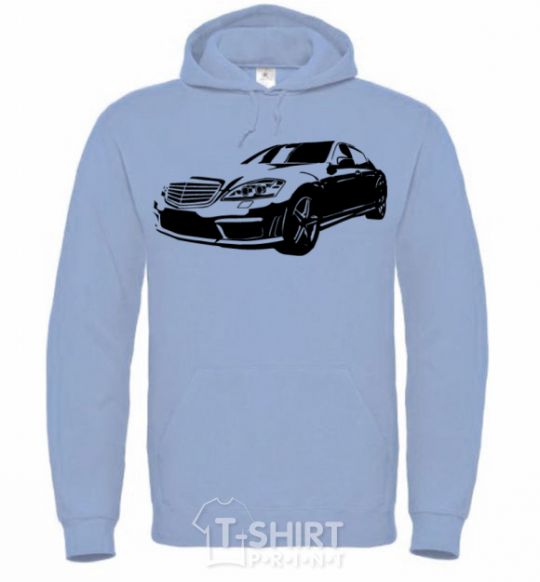 Men`s hoodie Mercedes car sky-blue фото
