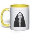 Mug with a colored handle Bring me the horizon nun yellow фото